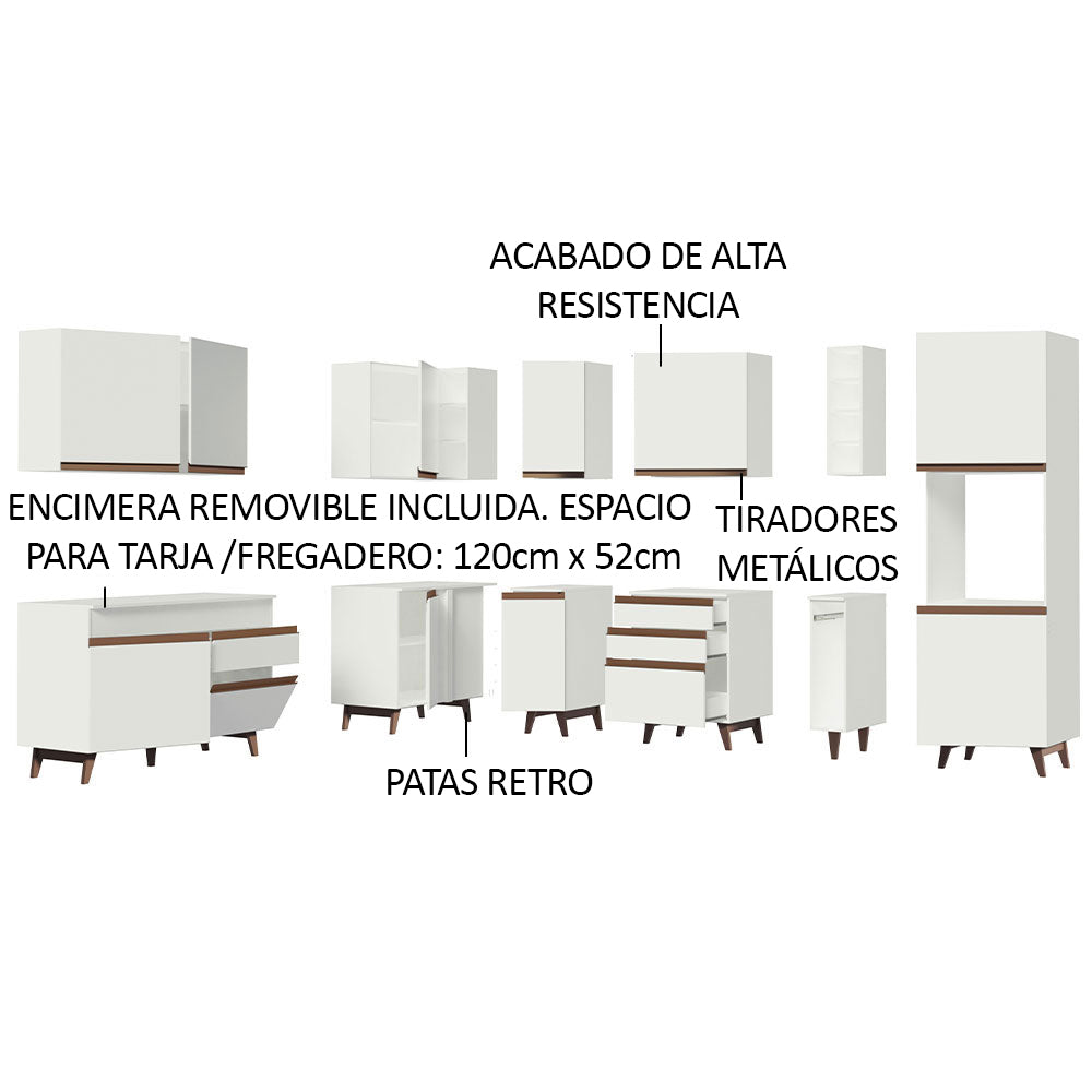 Cocina Integral Esquinera 437cm Blanco Reims Madesa 01
