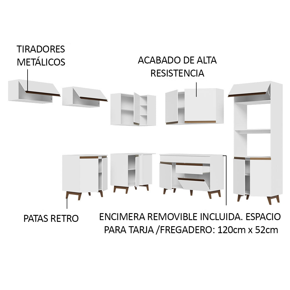 Cocina Integral de Esquina 472cm Blanco Reims 01