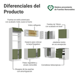 Cocina Integral Esquinera 399 cm Blanco/Verde Vik Madesa 02