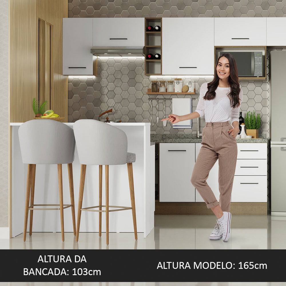 Isla de Cocina 120 cm 2 Puertas 3 Cajones Blanco Agata Madesa