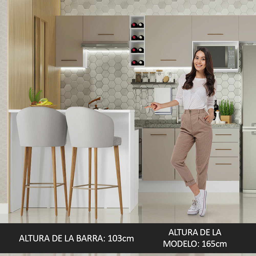 Isla de Cocina con Encimera y Gabinete Bajo 120 cm Blanco/Crema Agata