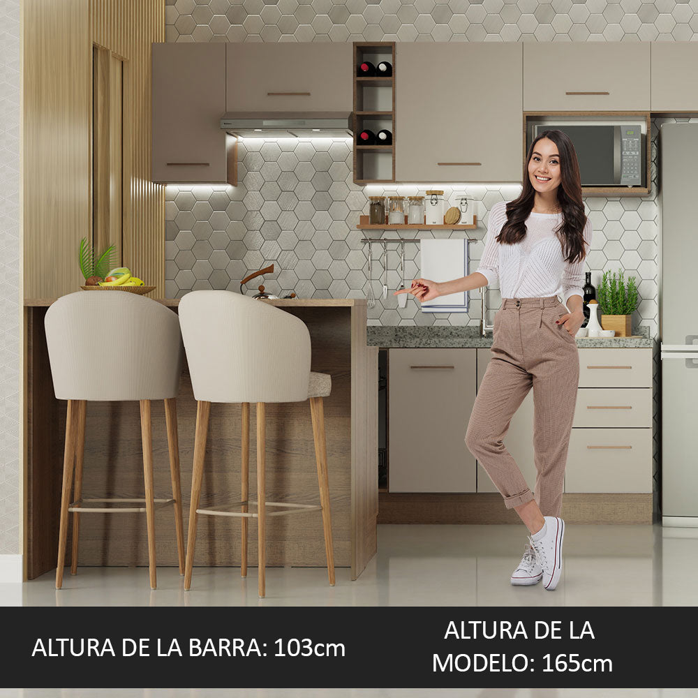 Isla de Cocina con Encimera y Gabinete Bajo 120 cm Marrón/Crema Ágata