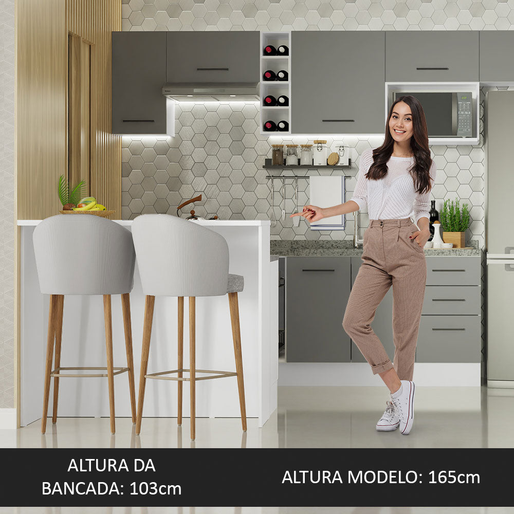 Isla de Cocina 120 cm 2 Puertas 3 Cajones Blanco/Gris Agata Madesa