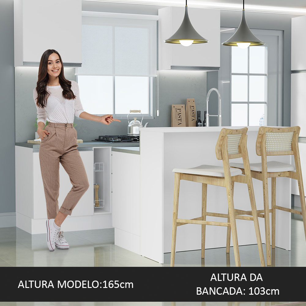 Isla de Cocina 120 cm 2 Puertas 3 Cajones Sin Encimera Blanco Glamy Madesa