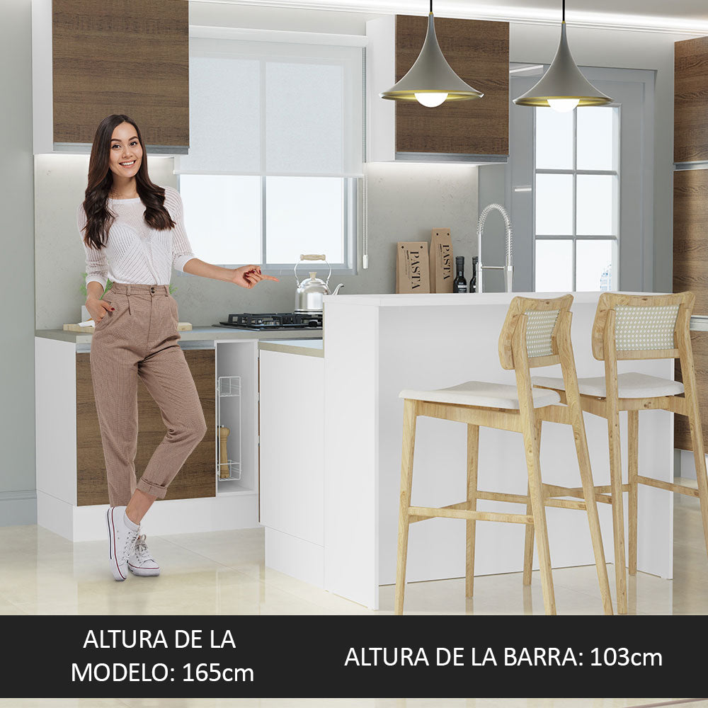 Isla de Cocina sin Encimera y Gabinete Bajo 120 cm Blanco/Marrón Glamy