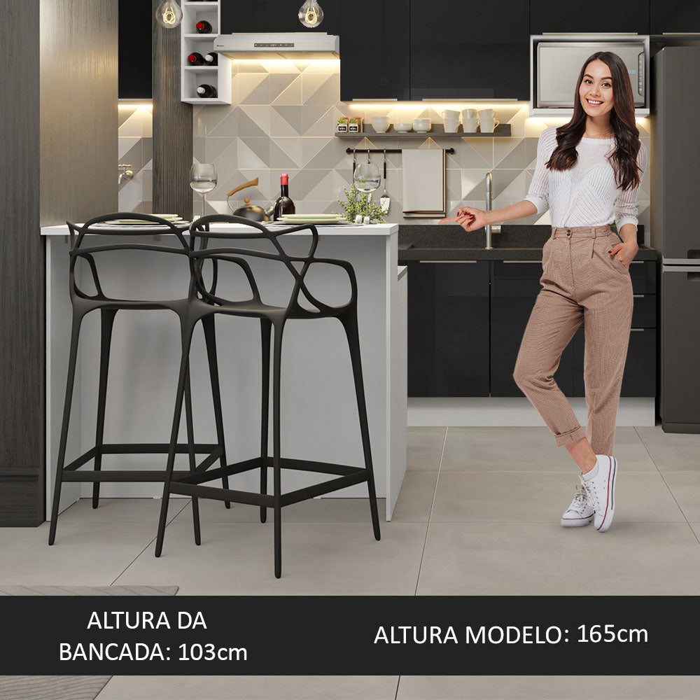 Isla de Cocina 120 cm 2 Puertas Blanco/Negro Lux Madesa