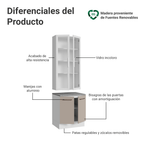 Kit Gabinete Bajo 2 Puertas y Vitrina 70 cm Blanco/Crema Agata Madesa