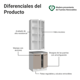 Kit Gabinete + Vitrina 70 cm Blanco/Crema Agata 02