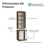 Kit Gabinete + Vitrina 70 cm Marrón/Blanco Agata 02