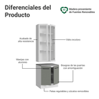 Kit Gabinete Bajo 2 Puertas y Vitrina 70 cm Blanco/Gris Agata Madesa