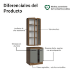 Kit Gabinete Bajo 2 Puertas y Vitrina 70 cm Marrón/Gris Agata Madesa