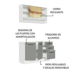 Cocina Compacta 120 x 52 cm 4 Puertas 3 Cajones Blanco/Gris Agata Madesa 01