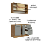 Cocina Compacta 120 x 52 cm 4 Puertas 3 Cajones Marrón/Gris Agata Madesa 01