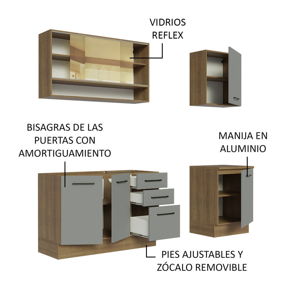 Cocina Compacta 180cm Marrón/Gris Agata 02