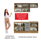 Cocina Compacta 180 x 52 cm 6 Puertas 3 Cajones Marrón/Gris Agata Madesa 03