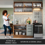 Cocina Compacta 180 x 52 cm 5 Puertas 3 Cajones Marrón/Gris Agata Madesa