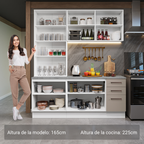 Cocina Compacta 190 cm Con Vitrina Blanco/Crema Agata Madesa