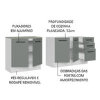 Kit 2 Gabinetes Bajos de Cocina 200 cm Sin Encimera Blanco/Gris Agata Madesa