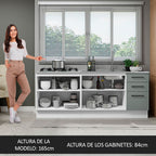 Kit 2 Gabinetes Bajos de Cocina 200 cm Blanco/Gris Agata Madesa