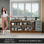 Kit 2 Gabinetes Bajos de Cocina 200 cm Marrón/Gris Agata Madesa