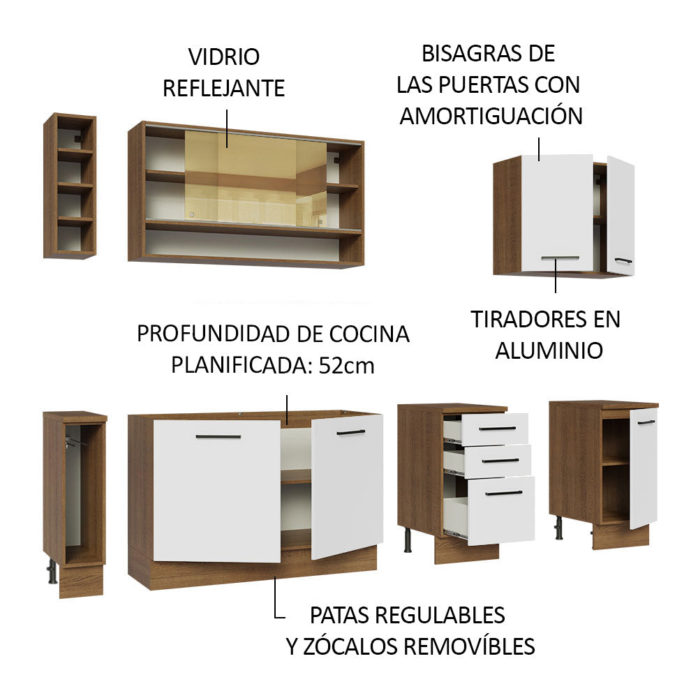 Cocina Integral 220 cm Marrón/Blanco Agata Madesa