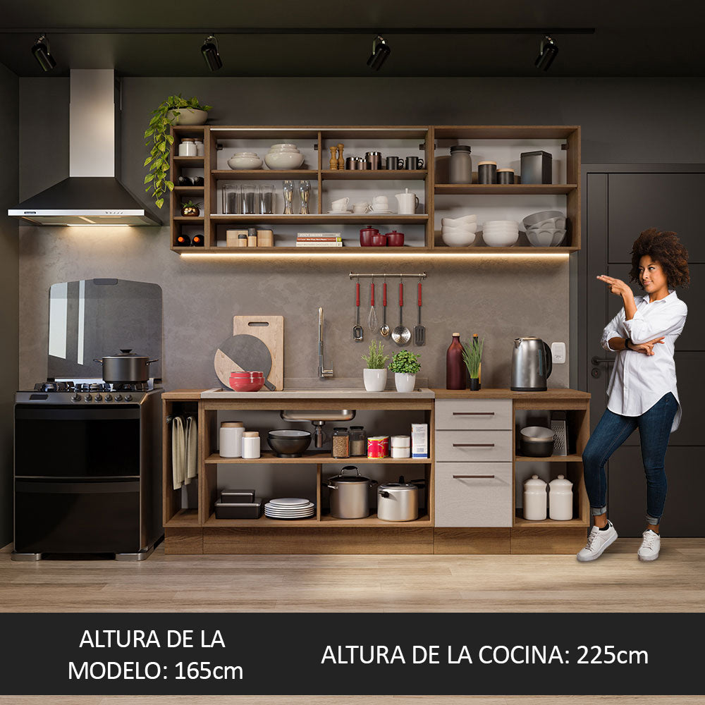 Cocina Integral 220 cm Marrón/Crema Agata Madesa
