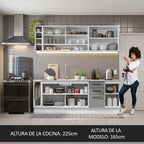 Cocina Compacta 220 cm Blanco/Gris Agata Madesa