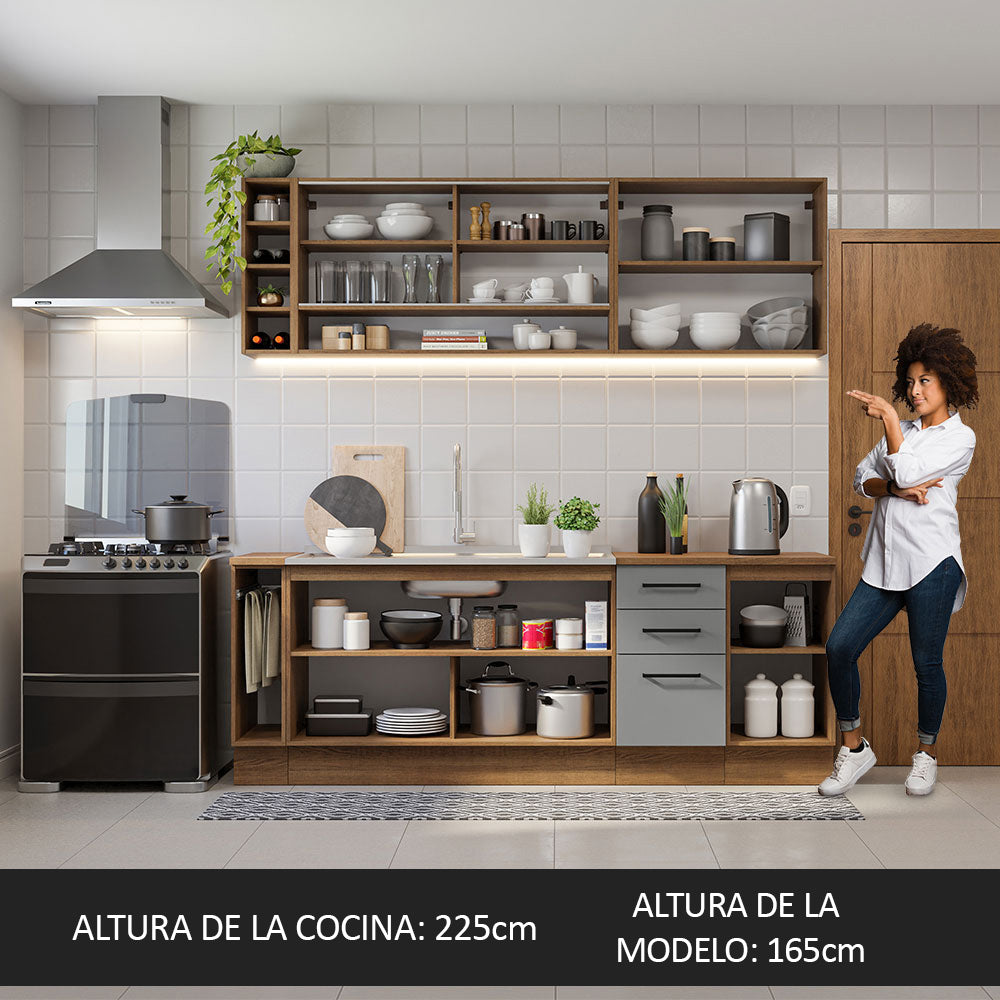 Cocina Compacta 220 cm Marrón/Gris Agata Madesa