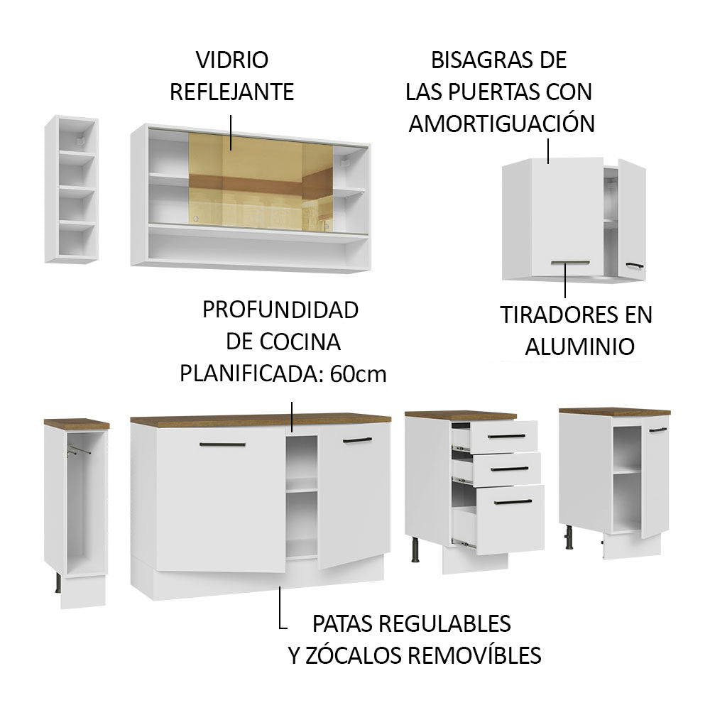 Cocina Integral 220 cm Blanco Agata Madesa