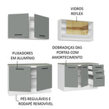 Cocina Integral 240 x 60cm Blanco/Gris Agata 01