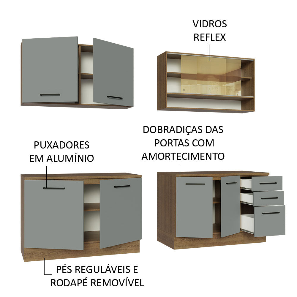 Cocina Integral 240 x 60cm Marrón/Gris Agata 01