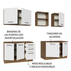 Cocina Compacta 240 x 60 cm 7 Puertas 3 Cajones Marrón/Blanco Agata Madesa