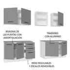 Cocina Compacta 240 x 60 cm 7 Puertas 3 Cajones Blanco/Gris Agata Madesa