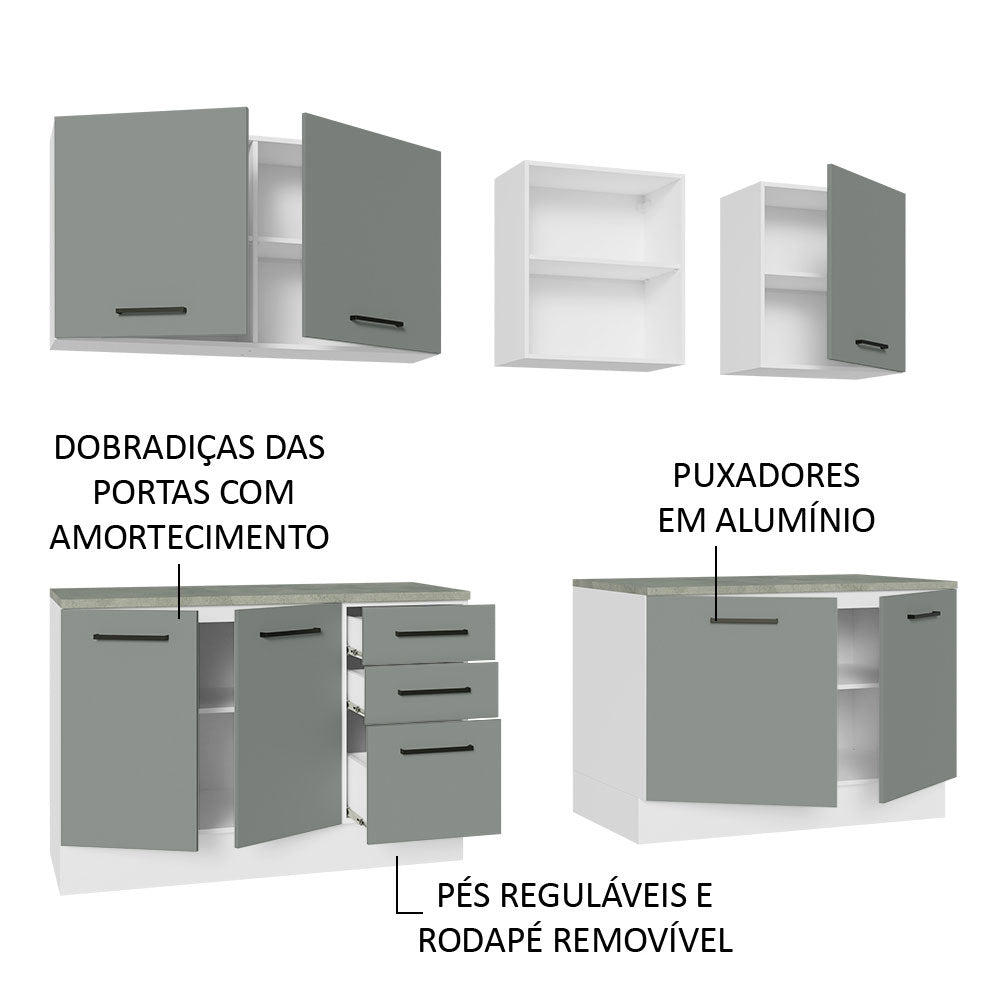 Cocina Integral 240 x 60cm Blanco/Gris Agata 02