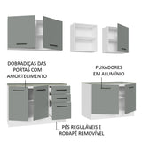 Cocina Integral 240 x 60cm Blanco/Gris Agata 02