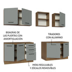 Cocina Compacta 240 x 60 cm 7 Puertas 3 Cajones Marrón/Gris Agata Madesa
