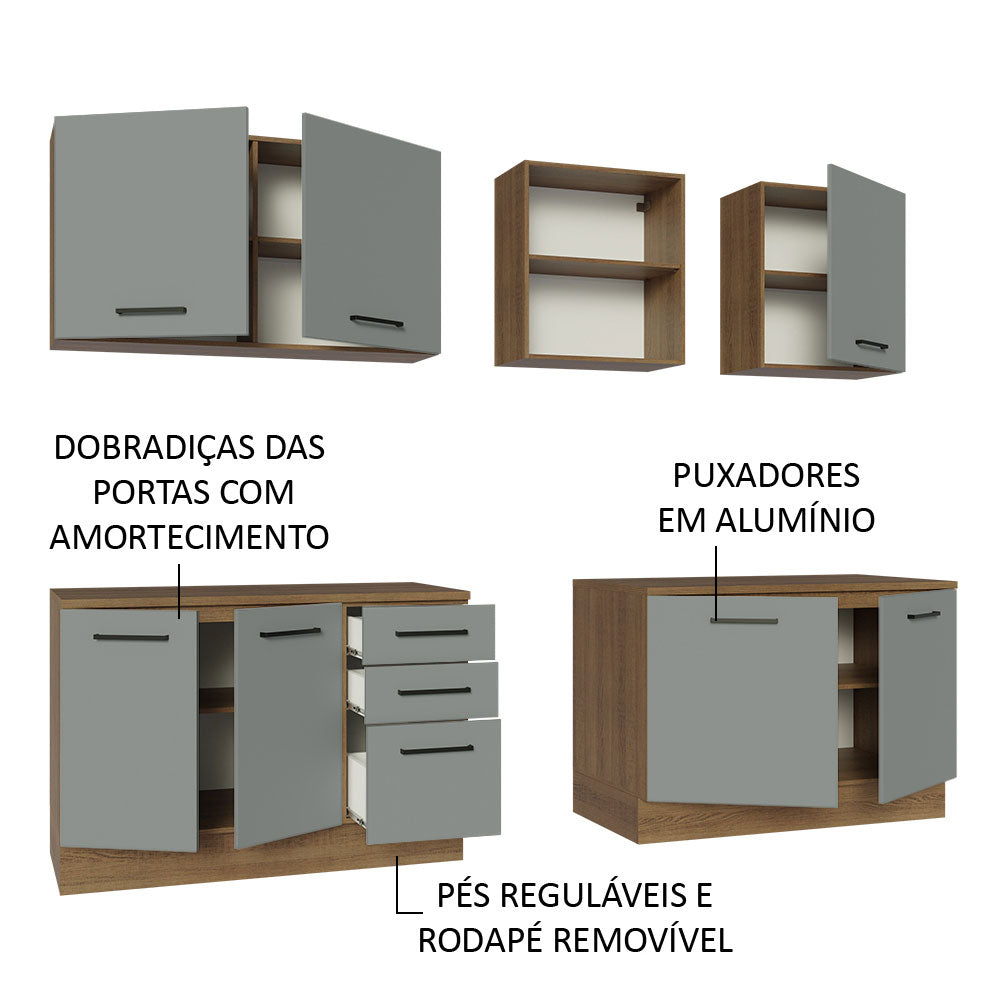 Cocina Integral 240 x 60cm Marrón/Gris Agata 02
