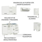 Cocina Compacta 240 x 60 cm Con Fregadero y Accesorios de Cocina Blanco Agata Madesa