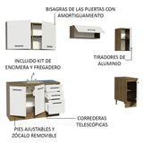 Cocina Integral con Accesorios 240 x 60cm Agata Marrón/Blanco
