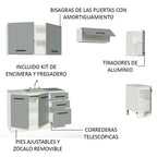 Cocina Compacta 240 cm Blanco/Gris Agata Madesa