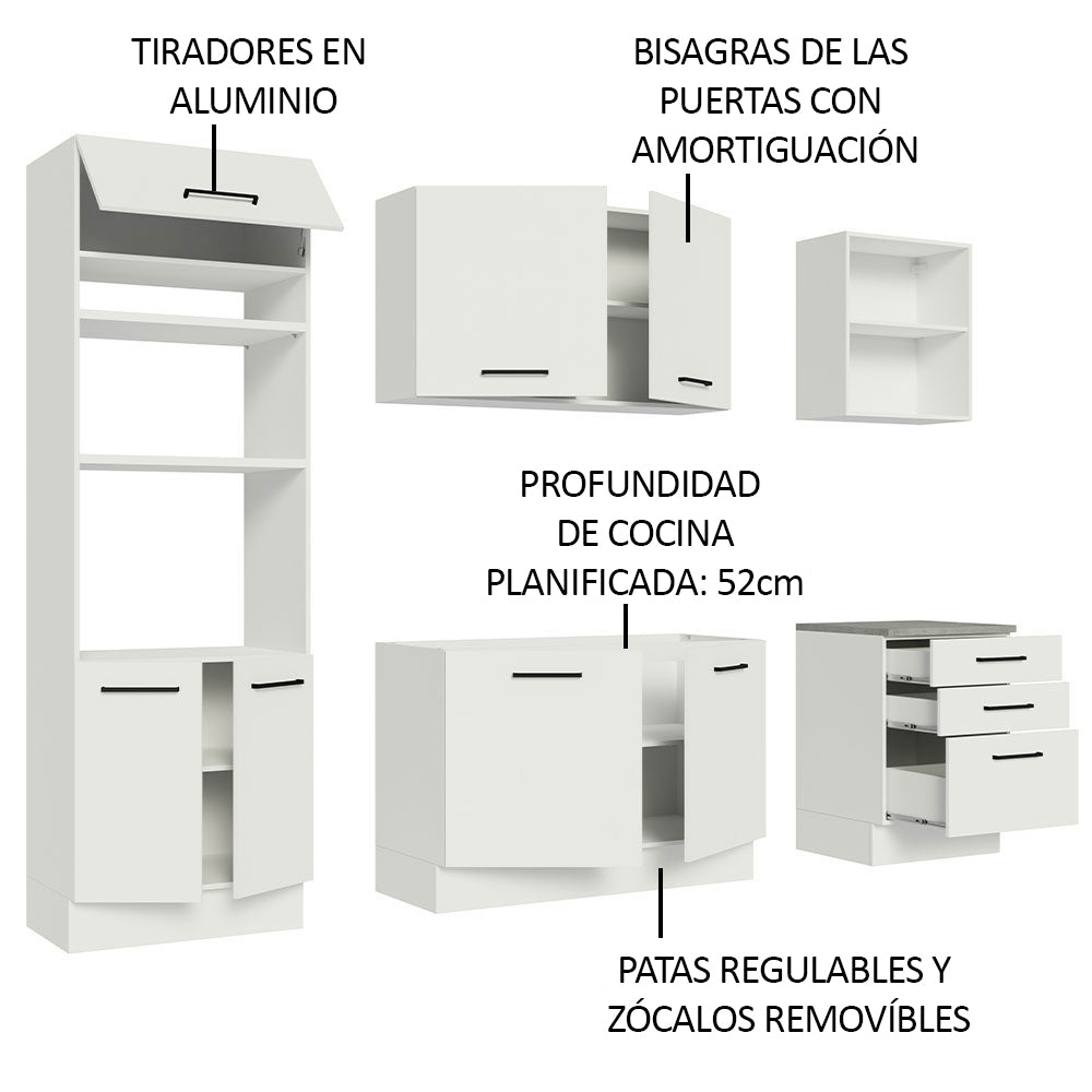 Cocina Integral 250 cm Con Mueble para Horno Blanco Agata Madesa