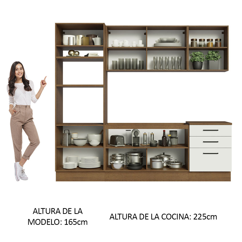 Cocina Integral 250 cm Con Mueble para Horno Marrón/Blanco Agata Madesa