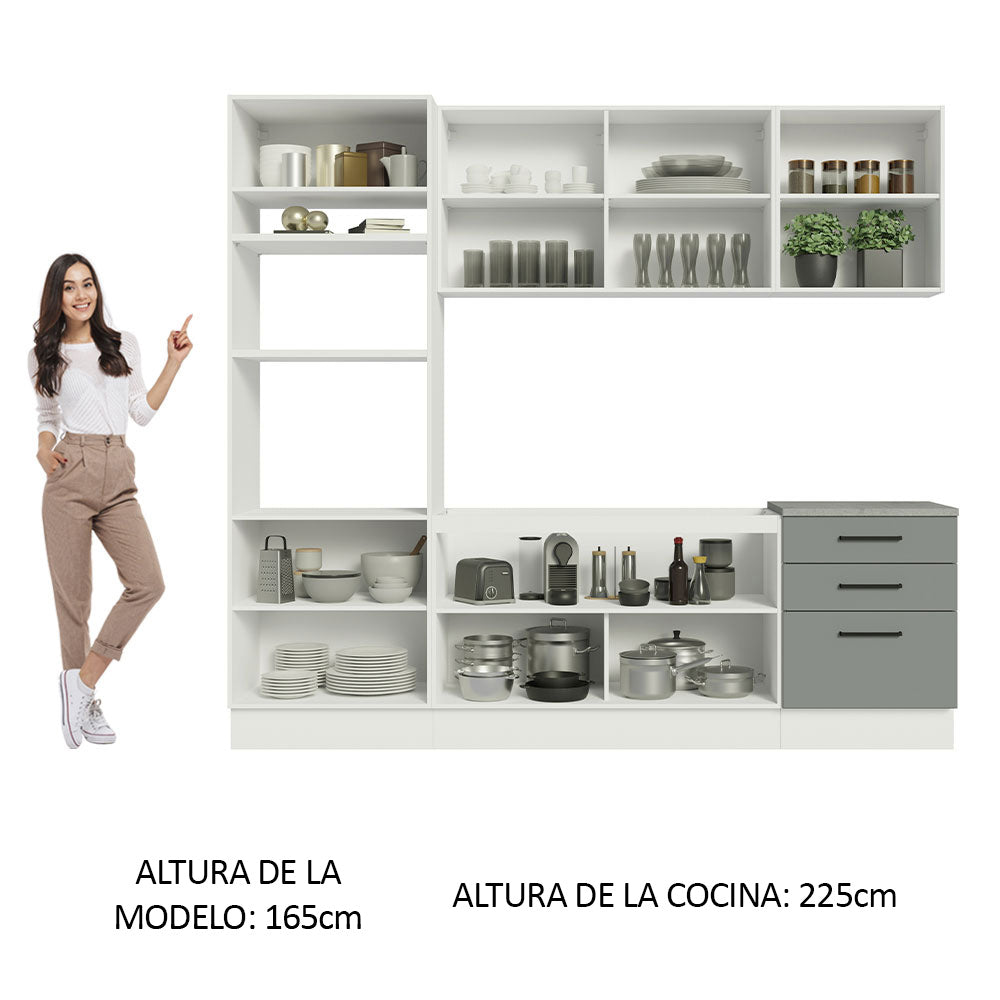 Cocina Integral 250 cm Con Mueble para Horno Blanco/Gris Agata Madesa