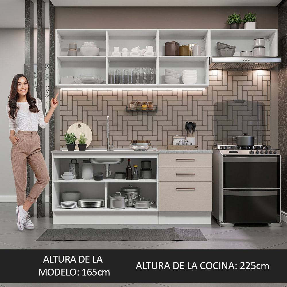 Cocina Integral 260cm Blanco/Crema Agata 02
