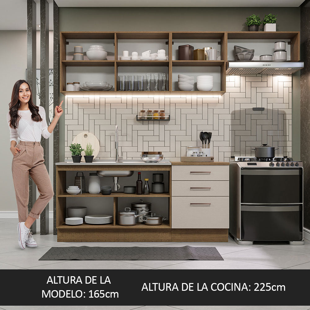 Cocina Integral 260cm Marrón/Crema Agata 02