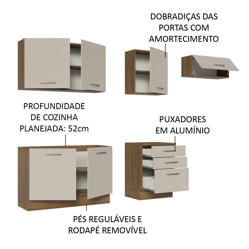 Cocina Integral 260cm Marrón/Crema Agata Madesa 02