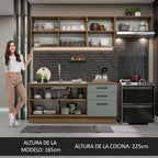 Cocina Integral 260 cm Marrón/Gris Agata Madesa