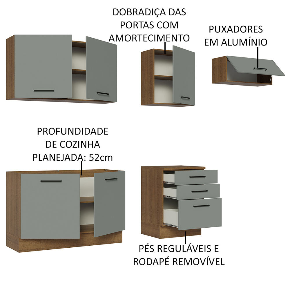 Cocina Integral 260cm Marrón/Gris Agata 02