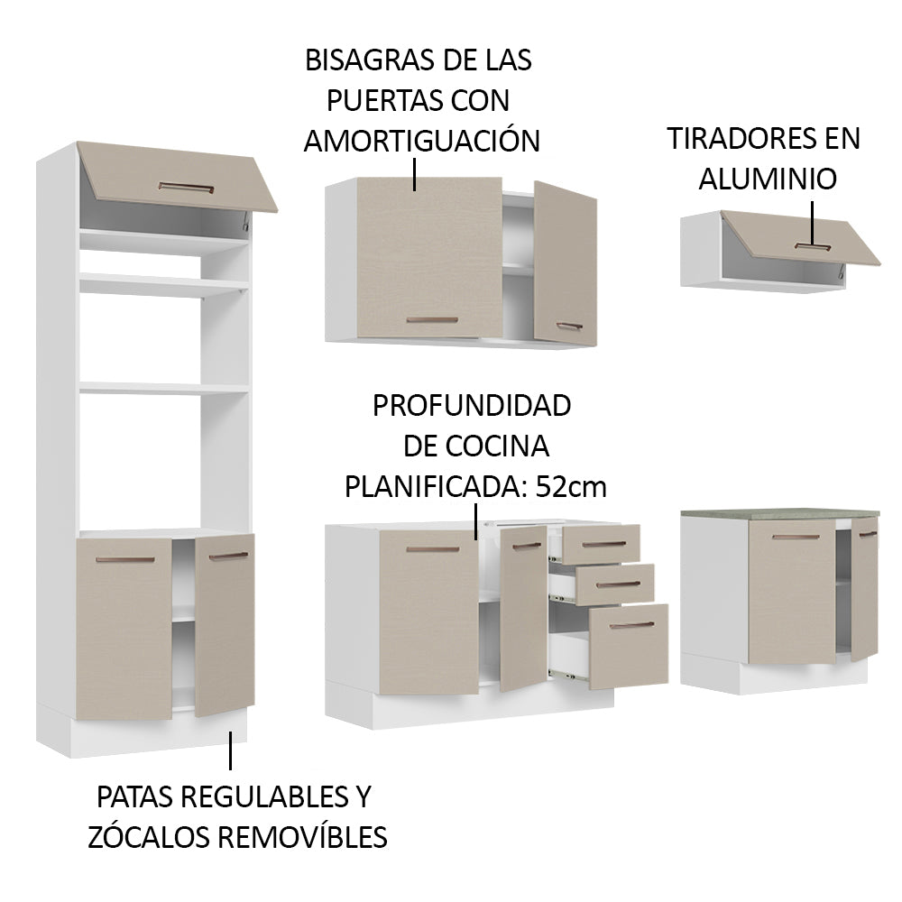 Cocina Integral 270cm Blanco/Crema Agata 01