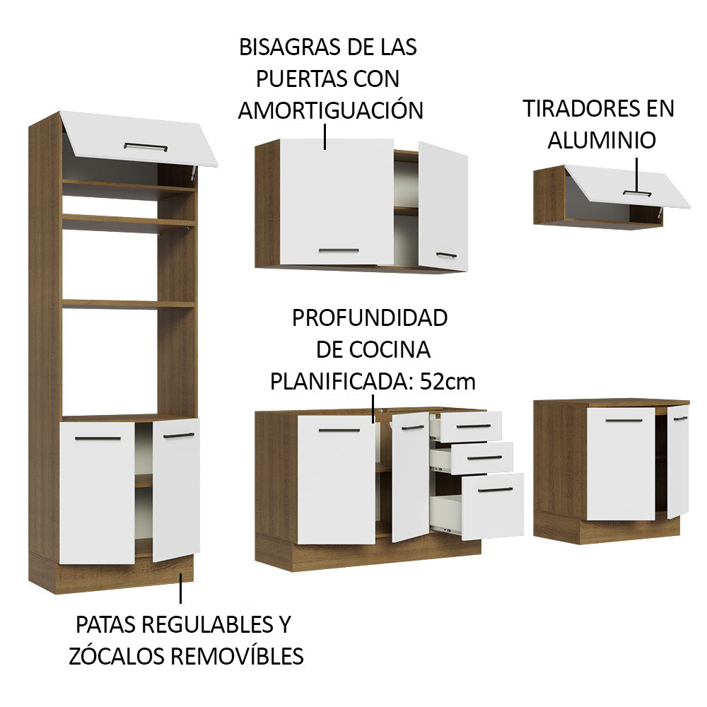 Cocina Integral 270cm Marrón/Blanco Agata 01